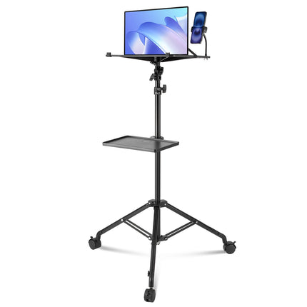 Projector Stand with Wheels, Adjustable 31–67 In, 2 Trays