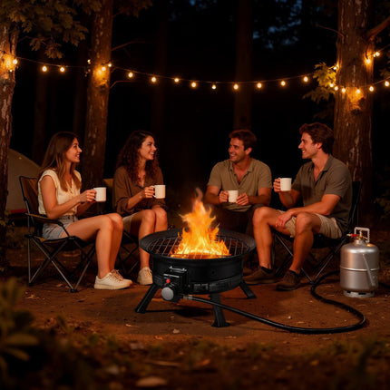 Propane Fire Pit 24-Inch, 53,000 BTU, Grill Grate