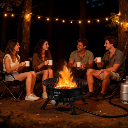 Propane Fire Pit 24-Inch, 53,000 BTU, Grill Grate