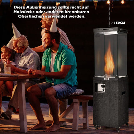 Plynový terasový ohřívač 41000 BTU s kolečky, sklo