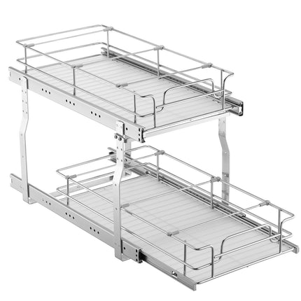 Pull Out Cabinet Organizer, 2-Tier, Heavy Duty Steel, 60 lb Capacity