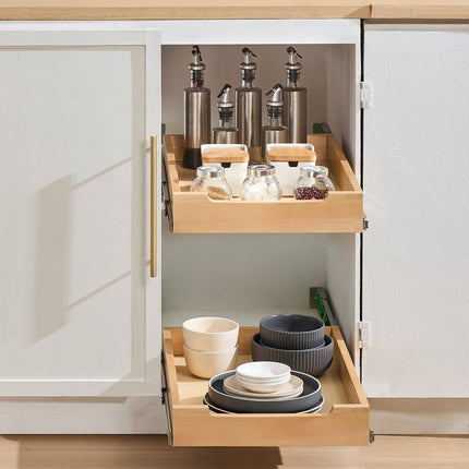 Pull-Out Cabinet Organizer Drawer, 14 x 21 in, Soft-Close Wood