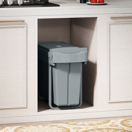 Výsuvný kuchyňský odpadkový koš, 2 vyjímatelné nádoby, 30L, kovový