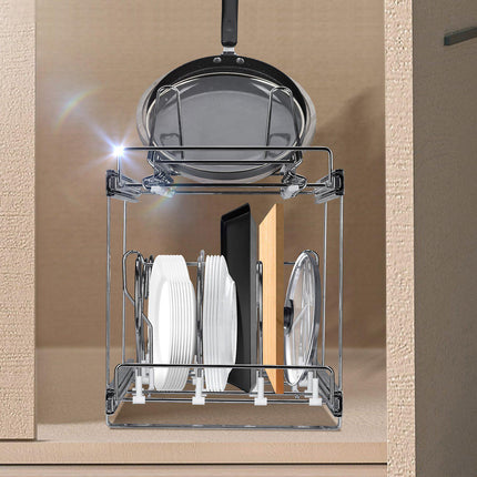 Pull-Out Pan And Pot Rack, 2-Tier Expandable, 12 Inch