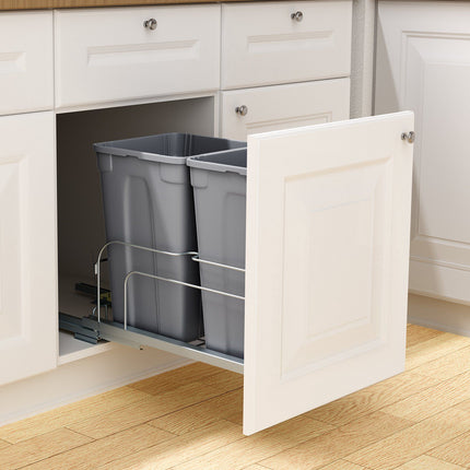 Pull-Out Trash Can, Double 27 Qt, Soft-Close Door Mount
