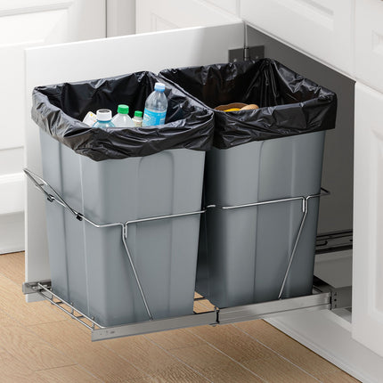 Pullout Under-Sink Trash Can, Dual 35 Qt Sliding Bins