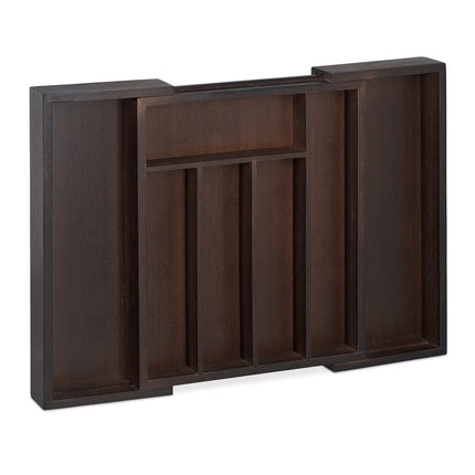 Pull-out cutlery box in dark brown bamboo