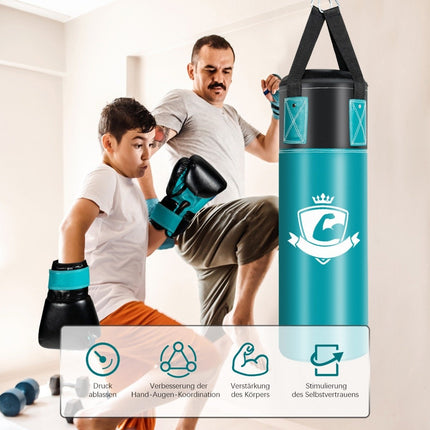 Sada boxovacího pytle s boxerskými rukavicemi 8oz a bandážemi, pytel pro děti a dospělé, černá + zelená