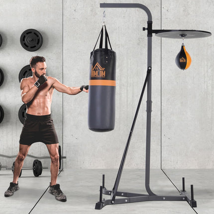 Stojan na boxovací pytel s pytlem 20 kg a míčem, nastavitelný ocelový
