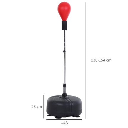 Boxovací míč se stojanem, výškově nastavitelný 136-154cm, stojací boxovací míč s boxerskými rukavicemi, pro mládež a dospělé, na cvičení, odbourání stresu, fitness, červená