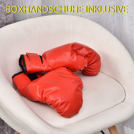 Boxovací míč se stojanem, výškově nastavitelný 136-154cm, stojací boxovací míč s boxerskými rukavicemi, pro mládež a dospělé, na cvičení, odbourání stresu, fitness, červená