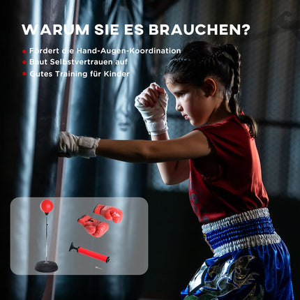 Stojanový boxovací pytel s rukavicemi, nastavitelná výška 126-144cm