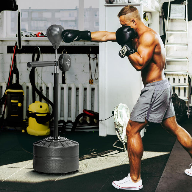 Nastavitelný boxovací stojan s reflexní tyčí, HDPE a kůže