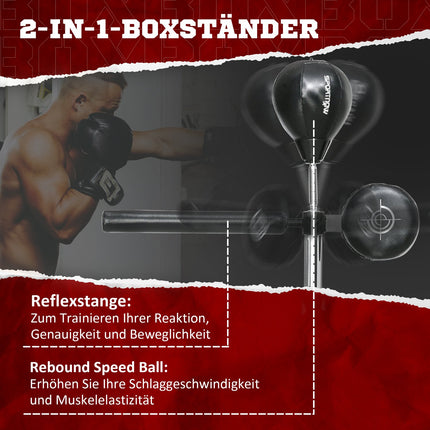 Nastavitelný boxovací stojan s reflexní tyčí, HDPE a kůže