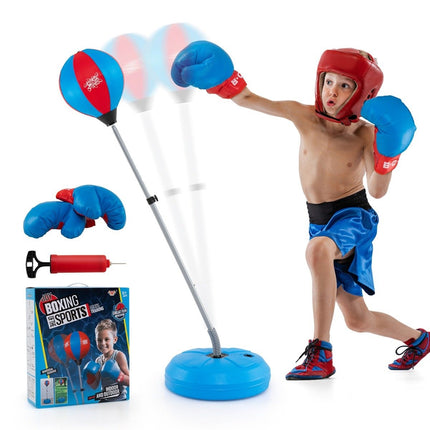 Boxovací míč 120-154cm výškově nastavitelný stojací boxovací míč, sada boxovacího pytle, boxovací set pro děti, modrá