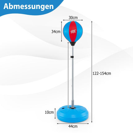 Boxovací míč 120-154cm výškově nastavitelný stojací boxovací míč, sada boxovacího pytle, boxovací set pro děti, modrá