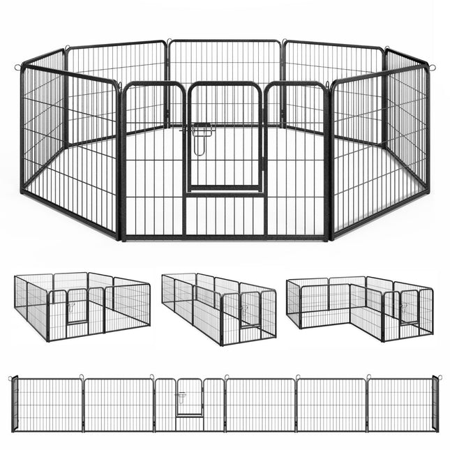 Ohrádka pro štěňata, výška 60cm, skládací kovový plot z 8 panelů