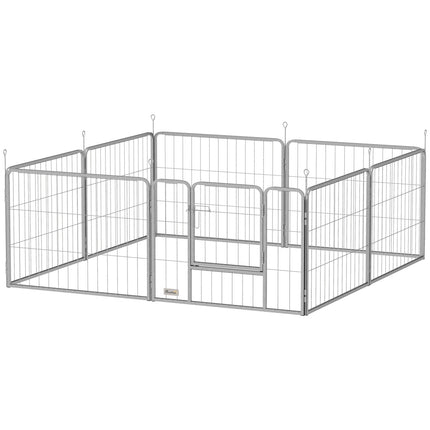 Ocelová ohrádka pro psa, 60 cm, 8 dílů, s dvířky pro malá zvířata