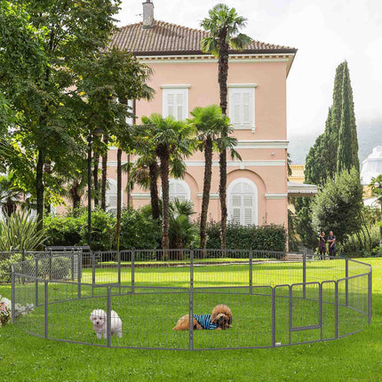 Outdoor puppy cage, steel, 16 segments, 2 doors, 60 cm high