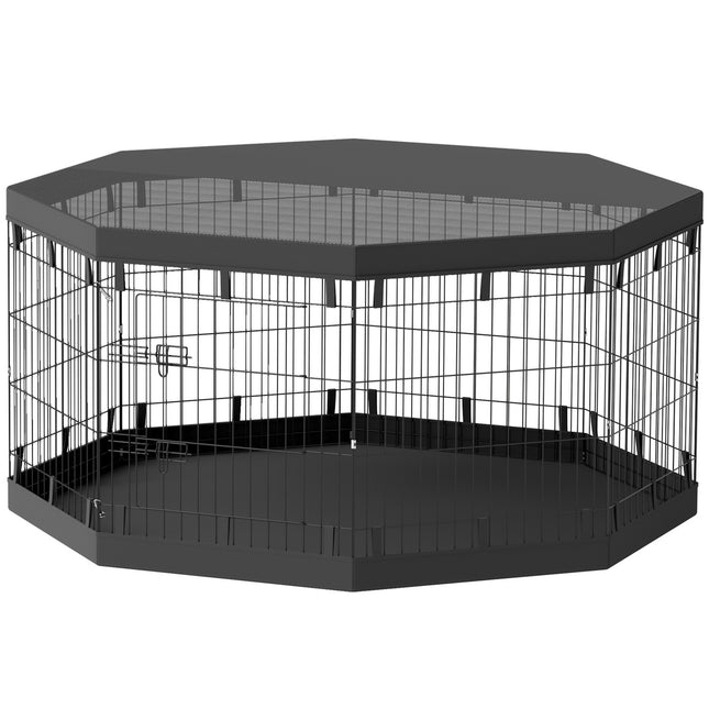 Playpen with doors and net for dogs under 20 kg, 159 cm, black
