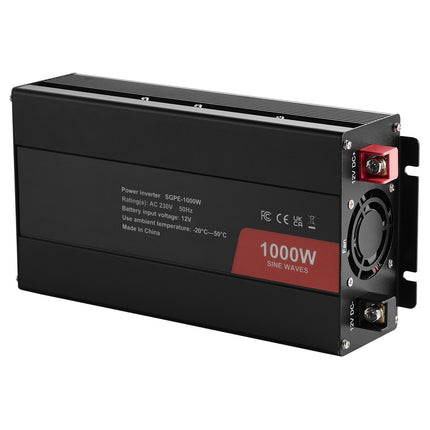 Pure Sine Wave Inverter 1000W, 12V to 230V, Remote