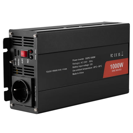 Pure Sine Wave Inverter 1000W, 12V to 230V, Remote