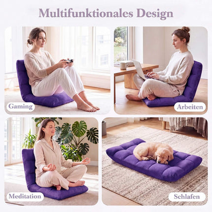 Purple Folding Floor Chair with Adjustable Backrest
