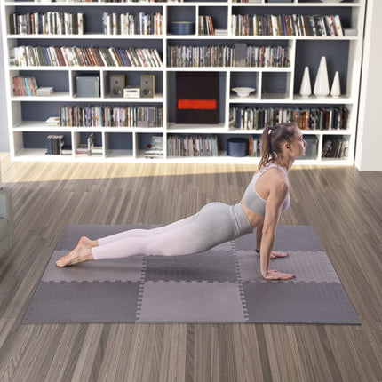 Puzzle podložka pod fitness vybavení, tmavě šedá, 9 dílů