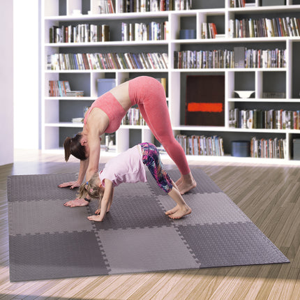 Puzzle podložka pod fitness vybavení, tmavě šedá, 9 dílů