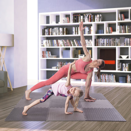 Puzzle podložka pod fitness vybavení, tmavě šedá, 9 dílů
