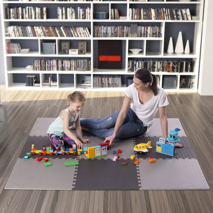 Puzzle podložka pod fitness vybavení, světle šedá, 9 dílů