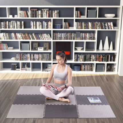 Puzzle podložka pod fitness vybavení, světle šedá, 9 dílů
