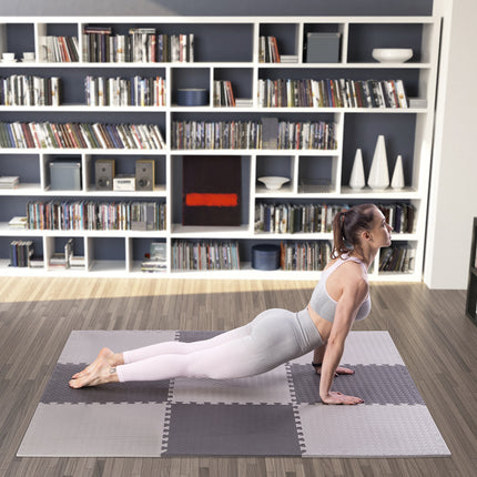 Puzzle podložka pod fitness vybavení, světle šedá, 9 dílů