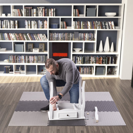 Puzzle podložka pod fitness vybavení, světle šedá, 9 dílů