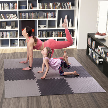 Puzzle podložka pod fitness vybavení, světle šedá, 9 dílů