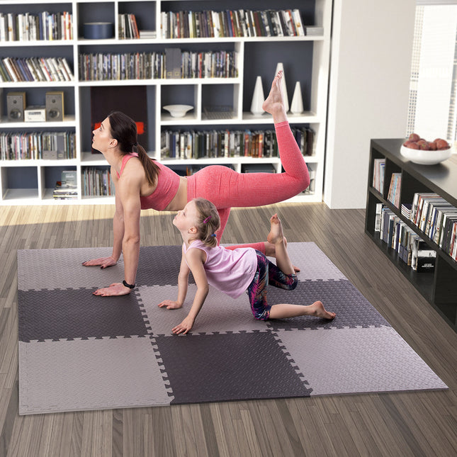 Puzzle podložka pod fitness vybavení, světle šedá, 9 dílů