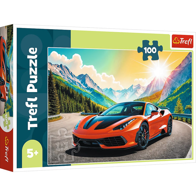 Puzzle Race Against Time, 100 Pieces, Sports Car Theme