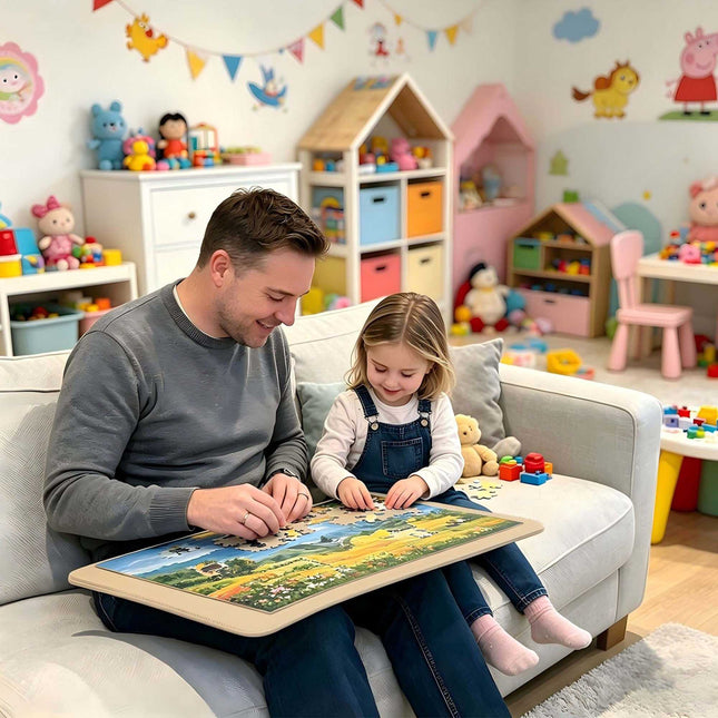Podnos na puzzle s rukojetí, 2 přihrádky, protiskluzový povrch