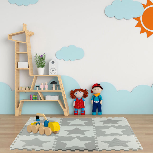Pěnová podložka puzzle hvězdy světle šedá