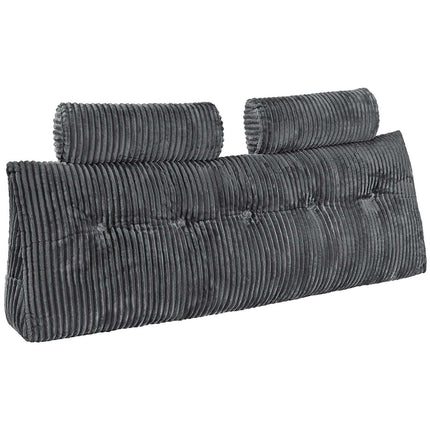Queen Headboard Wedge Pillow, Pockets, Washable Cover, Grey