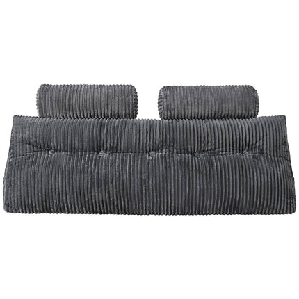 Queen Headboard Wedge Pillow, Pockets, Washable Cover, Grey