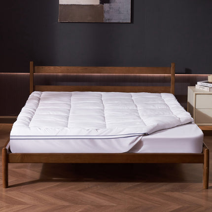 Queen Mattress Topper, Fiber Fill, 60 x 80 in, 1 in Thick, Washable