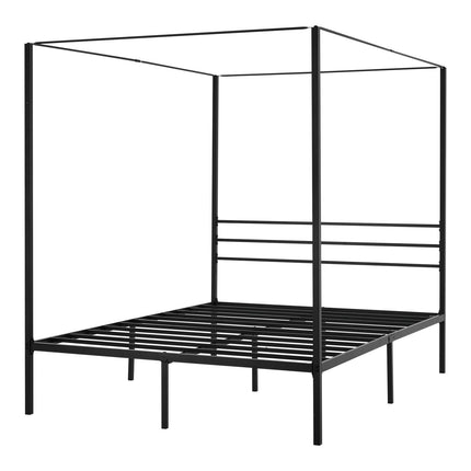 Queen Metal Canopy Bed Frame, 4-Post, Underbed Storage