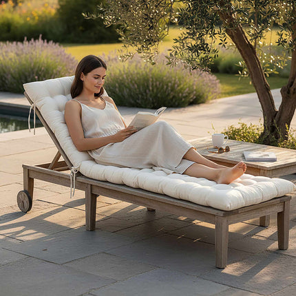 Prošívaný podsedák na zahradní lavici s poutky, silné polstrování