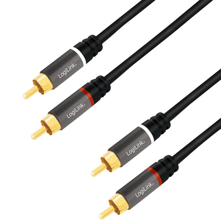 RCA audio kabel, 2x RCA samec na 2x RCA samec, 1.5m, pozlacený