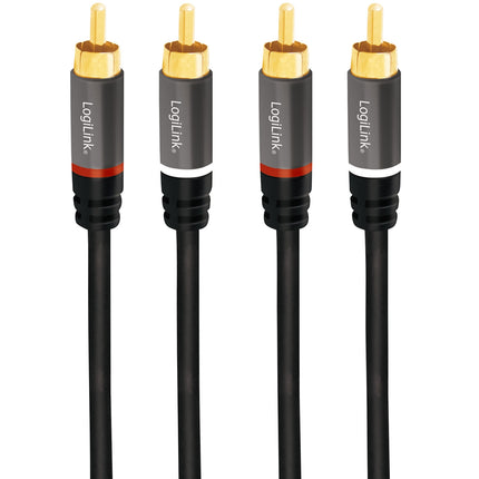 RCA audio kabel, 2x RCA samec na 2x RCA samec, 1.5m, pozlacený