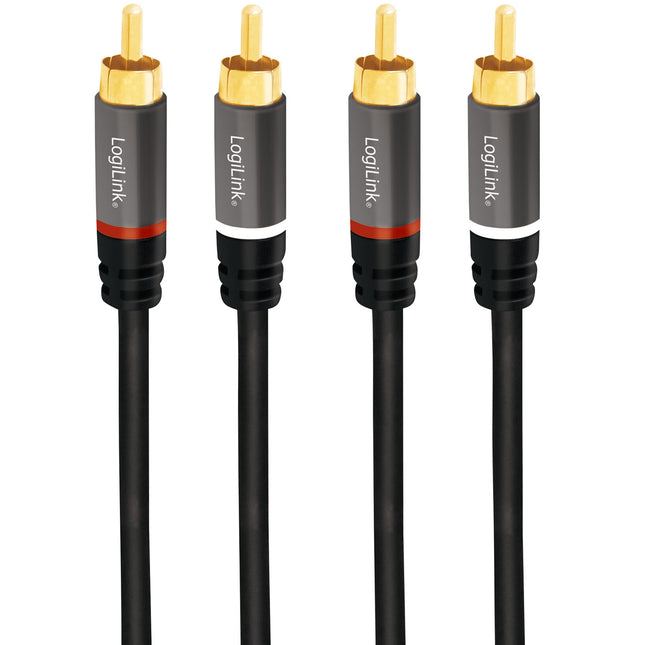 RCA audio kabel, 2x RCA samec na 2x RCA samec, 1.5m, pozlacený