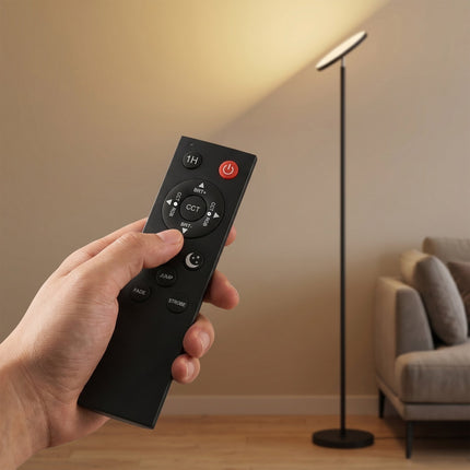 RGB stojací lampa, stmívatelná, dálkové a dotykové ovládání, černá