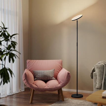 RGB stojací lampa, stmívatelná, dálkové a dotykové ovládání, černá