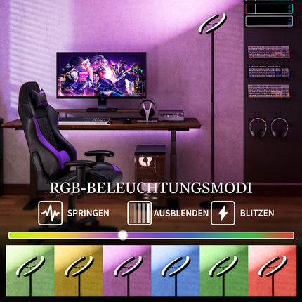 RGB stojací lampa, stmívatelná, otočné hlavy, černá